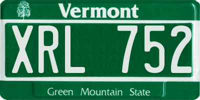 VT license plate XRL752