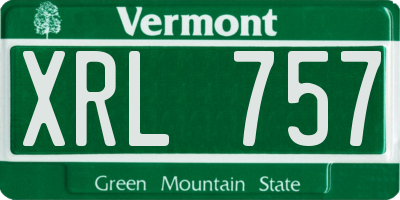 VT license plate XRL757