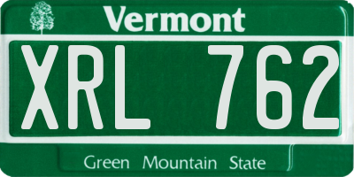 VT license plate XRL762