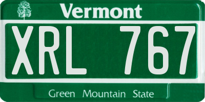 VT license plate XRL767