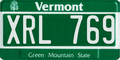 VT license plate XRL769