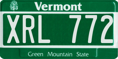 VT license plate XRL772