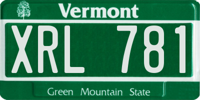 VT license plate XRL781
