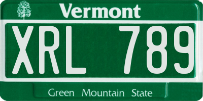 VT license plate XRL789