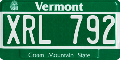 VT license plate XRL792