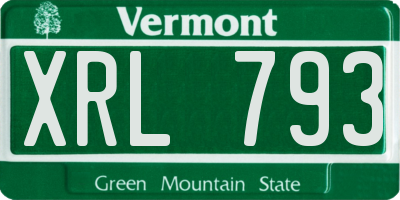 VT license plate XRL793