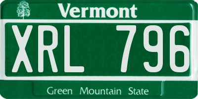 VT license plate XRL796