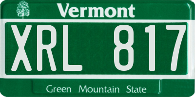 VT license plate XRL817
