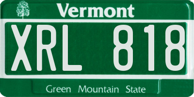 VT license plate XRL818
