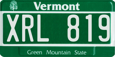 VT license plate XRL819