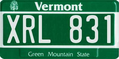 VT license plate XRL831