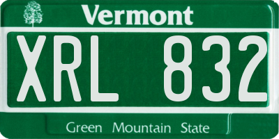 VT license plate XRL832