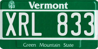 VT license plate XRL833