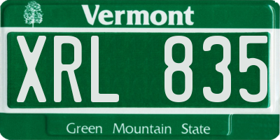 VT license plate XRL835