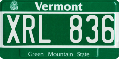 VT license plate XRL836