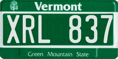 VT license plate XRL837