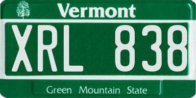 VT license plate XRL838