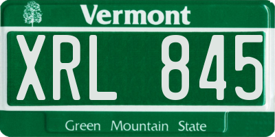 VT license plate XRL845