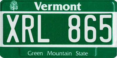 VT license plate XRL865
