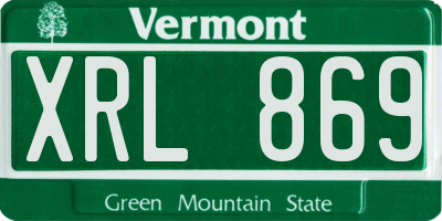 VT license plate XRL869