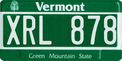 VT license plate XRL878