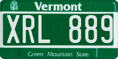 VT license plate XRL889
