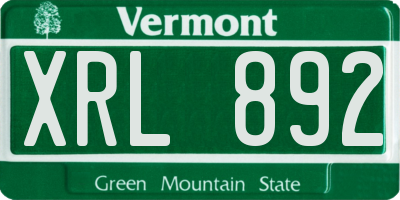 VT license plate XRL892