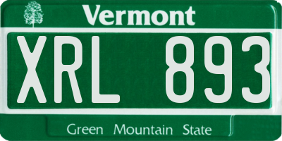 VT license plate XRL893