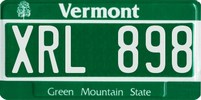 VT license plate XRL898