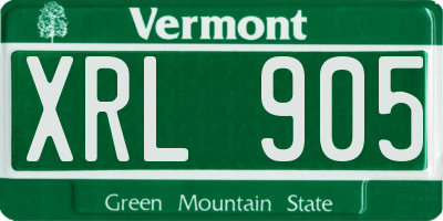 VT license plate XRL905