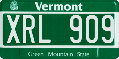 VT license plate XRL909