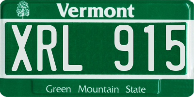VT license plate XRL915