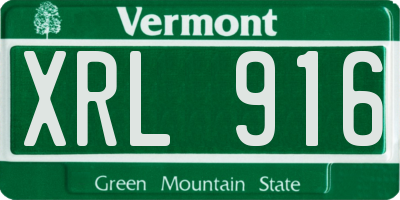 VT license plate XRL916