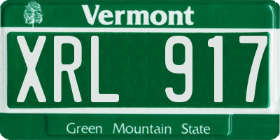 VT license plate XRL917