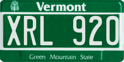 VT license plate XRL920