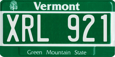 VT license plate XRL921