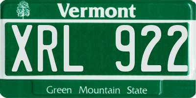VT license plate XRL922