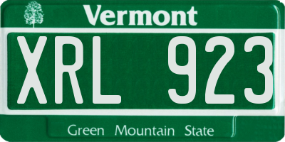 VT license plate XRL923
