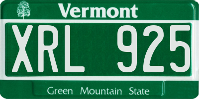 VT license plate XRL925