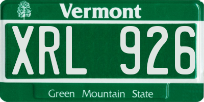 VT license plate XRL926