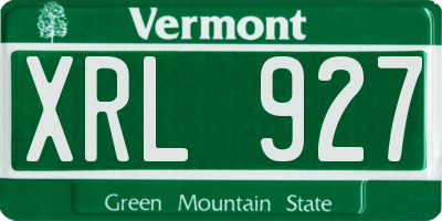 VT license plate XRL927