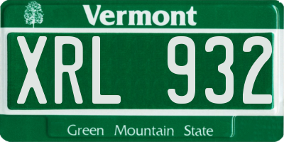 VT license plate XRL932