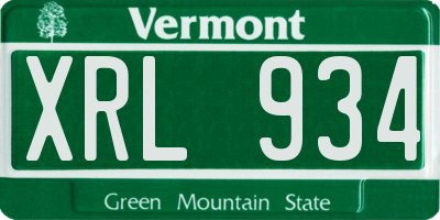 VT license plate XRL934