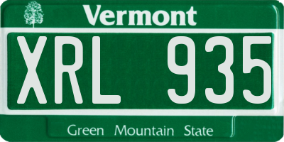 VT license plate XRL935