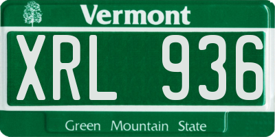 VT license plate XRL936