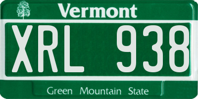 VT license plate XRL938