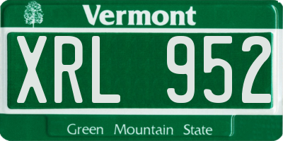 VT license plate XRL952