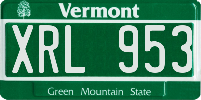 VT license plate XRL953