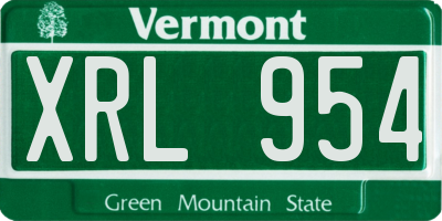 VT license plate XRL954