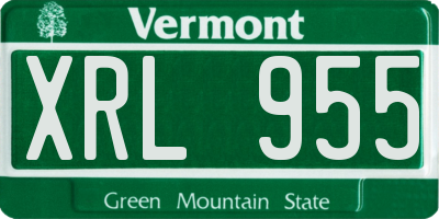VT license plate XRL955